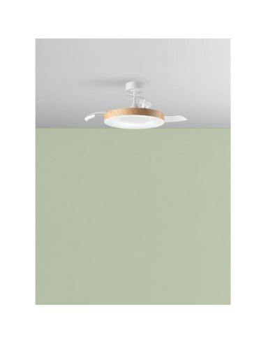 Ventilateur de plafond LED LISBOA II avec pales rétractables, blanc, Ø 107 cm, LED 35 W CC, 36 W CCT, 3 600 lm, télécommande