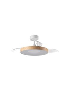 Ventilateur de plafond LISBOA II LED à pales rétractables, blanc/bois, Ø 107 cm, 35 W CC, 36 W LED, télécommande CCT