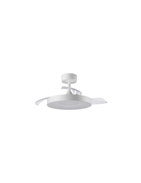 Ventoinha de teto LISBOA II XS com LED branco e pás dobráveis, Ø91cm DC 20W LED 24W CCT, controle remoto.