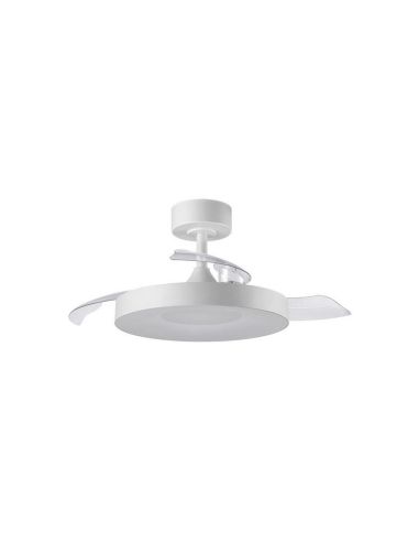 Ventilador de techo LED con aspas abatibles LISBOA II XS blanco Ø91cm DC 20W LED 24W CCT mando