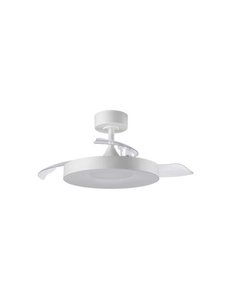 Ventilateur de plafond LISBOA II XS blanc à LED avec pales pliables Ø91 cm CC 20 W LED 24 W CCT Télécommande