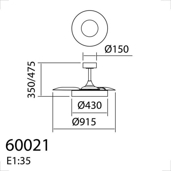 Ventilador de techo LED con aspas abatibles LISBOA II XS blanco/madera Ø91cm DC 20W LED 24W CCT mando