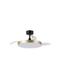 Plafón ventilador LED 36W aspas abatibles negro/dorado BETA Ø107cm DC 35W CCT con mando