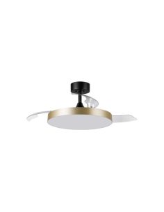 Plafón ventilador LED 36W aspas abatibles negro/dorado BETA Ø107cm DC 35W CCT con mando