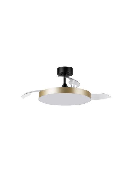 Plafón ventilador LED 36W aspas abatibles negro/dorado BETA Ø107cm DC 35W CCT con mando