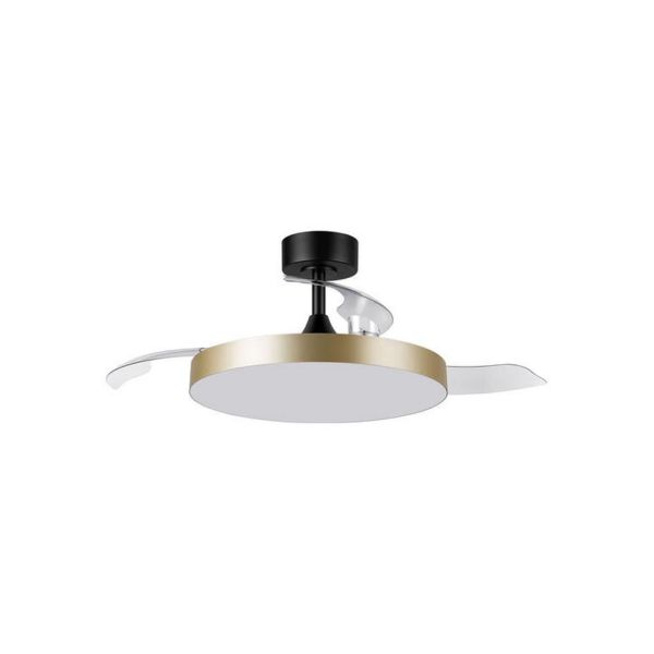 Plafón ventilador LED 36W aspas abatibles negro/dorado BETA Ø107cm DC 35W CCT con mando
