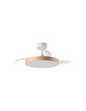 Plafón ventilador LED 36W aspas abatibles blanco/madera natural BETA Ø107cm DC 35W CCT con mando