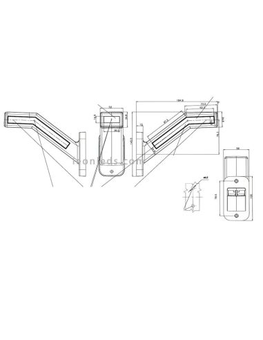 Dimensions Avertisseur Arrière LED Néon Clignotement Progressif 4 Fonctions 12V - 24V
