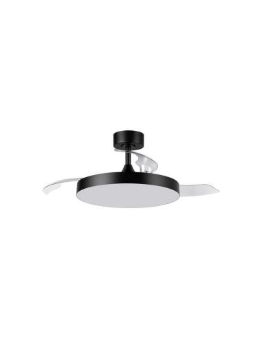 Plafón ventilador LED 36W aspas abatibles negro BETA Ø107cm DC 35W CCT con mando