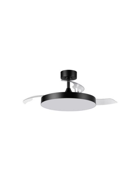 Plafón ventilador LED 36W aspas abatibles negro BETA Ø107cm DC 35W CCT con mando