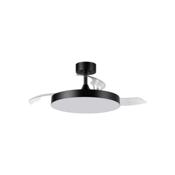 Plafón ventilador LED 36W aspas abatibles negro BETA Ø107cm DC 35W CCT con mando