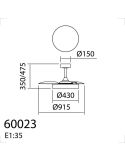 Plafón ventilador LED aspas abatibles Ø91cm BETA XS blanco/madera natural DC 20W LED 24W CCT mando