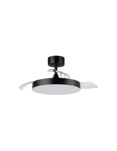 Plafón ventilador LED aspas abatibles Ø91cm BETA XS negro DC 20W LED 24W CCT con mando
