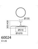 Ventilador de techo LED 32W con aspas retráctiles SITGES negro/oro Ø107cm DC 35W CCT con mando