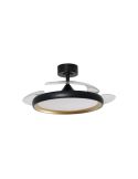 Ventilador de techo LED 32W con aspas retráctiles SITGES negro/oro Ø107cm DC 35W CCT con mando