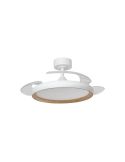 Ventilateur de plafond SITGES 32W LED à pales rétractables, blanc/bois, Ø107cm, 35W CC avec télécommande