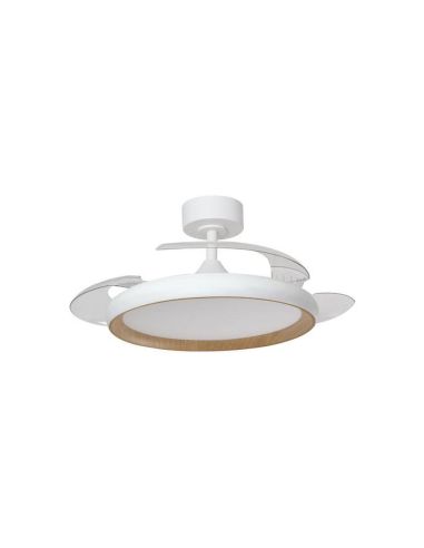 Ventoinha de teto SITGES 32W LED com pás retráteis, branco/madeira, Ø107cm, DC 35W CCT com controle remoto