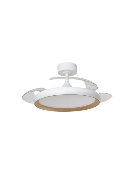 Ventoinha de teto SITGES 32W LED com pás retráteis, branco/madeira, Ø107cm, DC 35W CCT com controle remoto