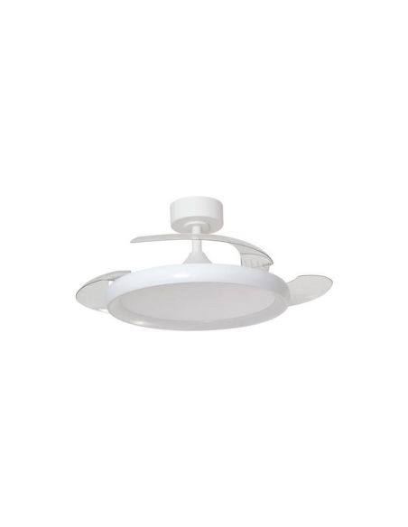 Ventilador de techo LED 32W con aspas retráctiles SITGES blanco/madera Ø107cm DC 35W CCT con mando