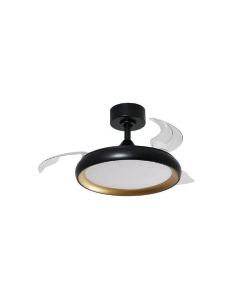Plafón/Ventilador de techo LED SITGES XS negro/oro Ø91cm DC 35W LED 30W CCT con mando