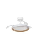Plafón/Ventilador de techo LED SITGES XS blanco/madera Ø91cm DC 35W LED 30W CCT con mando