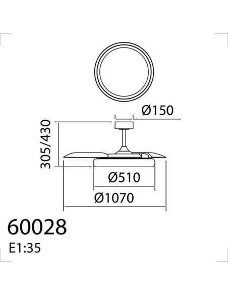 Ventilador de techo LED 32+8W CCT 3200lm CAPRI blanco Ø107cm DC 35W con mando