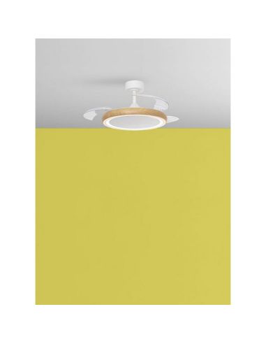 Ventilador de techo LED 32+8W CCT 3200lm CAPRI blanco/madera Ø107cm DC 35W con mando