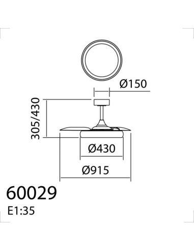 Ventoinha de teto CAPRI XS LED 30+6W 3000lm Branco/Madeira Ø91cm DC 35W CCT com controle remoto