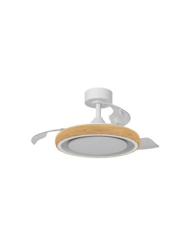 Ventilador de techo LED 30+6W 3000lm CAPRI XS blanco/madera Ø91cm DC 35W CCT con mando