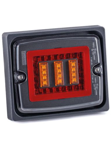 Piloto Trasero LED FT-323 FR1 con Marco 12V-30V Rectangular 3 Funciones Dinámico R1 S1 2a