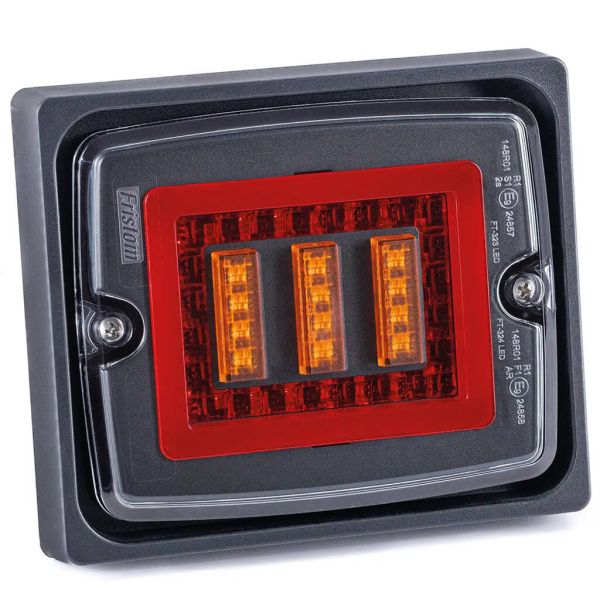 Lanterna traseira LED FT-323 FR1 com estrutura retangular de 12V-30V, 3 funções, Dynamic R1 S1 2a