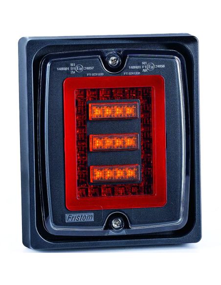 Feu arrière LED FT-323 FR1 avec cadre rectangulaire 12V-30V, 3 fonctions, dynamique R1 S1 2a