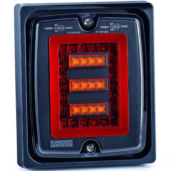 Piloto Trasero LED FT-323 FR1 con Marco 12V-30V Rectangular 3 Funciones Dinámico R1 S1 2a