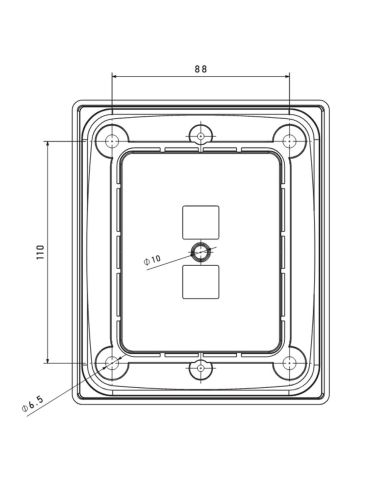 Dimensions du support rectangulaire Fristom Simple Mounting Frame pour LED FT-323/FT-324