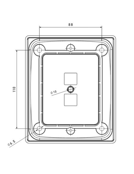 Dimensions du support rectangulaire Fristom Simple Mounting Frame pour LED FT-323/FT-324