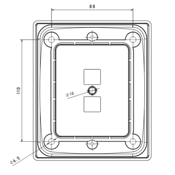 Dimensions du support rectangulaire Fristom Simple Mounting Frame pour LED FT-323/FT-324