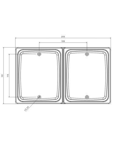 Dimensiones Marco Doble FT-323 / FT-324 LED Fristom – Soporte Rectangular Doble