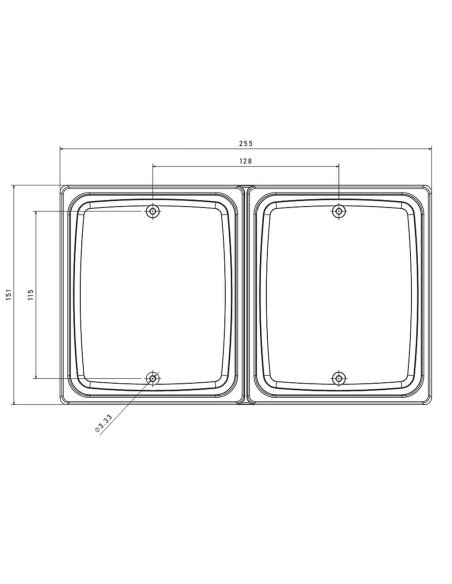 Dimensions Double Frame FT-323 / FT-324 LED Fristom – Support double rectangulaire