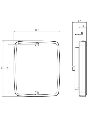 Dimensões da lanterna traseira de LED FT-324 Embutida 12V-30V Luzes de posição, ré e neblina R1 F1 AR