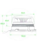 Medidas Rotativo LED Mini Ámbar 12V 24V Homologado R65 Ø84mm Superficie