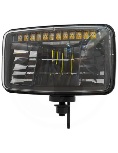 Faro principal LED rectangular 12/24V con soporte, luz de cruce y carretera, DRL, homologado ECE valido para Massey Ferguson