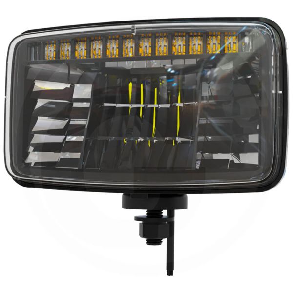Faro principal LED rectangular 12/24V con soporte, luz de cruce y carretera, DRL, homologado ECE valido para Massey Ferguson