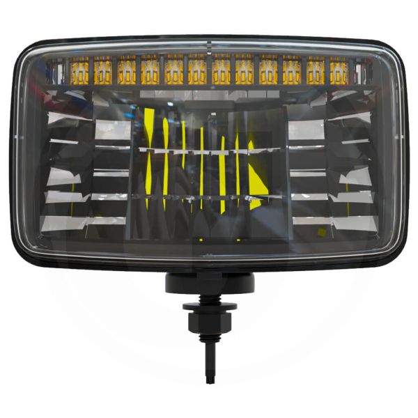 Farol retangular de LED 12/24V com suporte, luz baixa e alta, DRL, homologado pela ECE, adequado para Massey Ferguson.