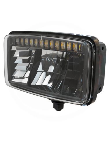 Faro principal LED rectangular 12/24V con soporte, luz de cruce y carretera, DRL, homologado ECE valido para Massey Ferguson