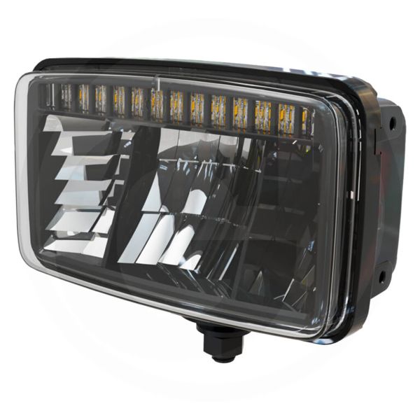 Faro principal LED rectangular 12/24V con soporte, luz de cruce y carretera, DRL, homologado ECE valido para Massey Ferguson