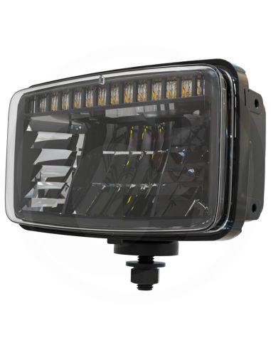 Faro principal LED rectangular 12/24V con soporte, luz de cruce y carretera, DRL, homologado ECE valido para Massey Ferguson
