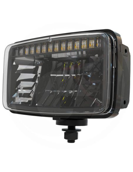Faro principal LED rectangular 12/24V con soporte, luz de cruce y carretera, DRL, homologado ECE valido para Massey Ferguson
