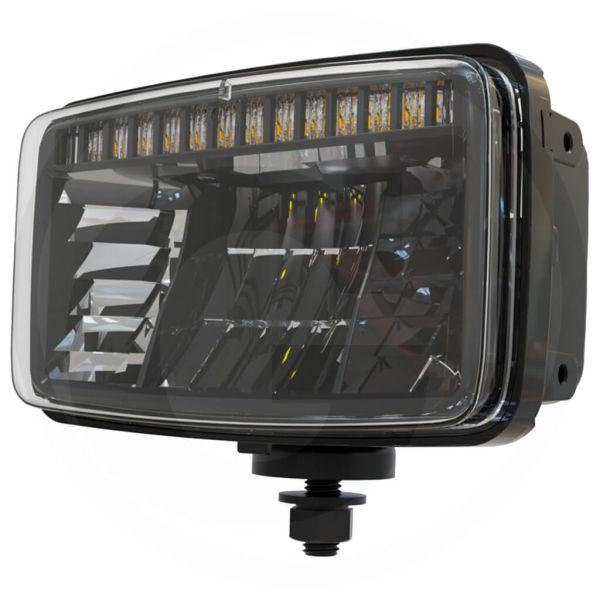 Faro principal LED rectangular 12/24V con soporte, luz de cruce y carretera, DRL, homologado ECE valido para Massey Ferguson