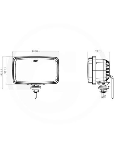 Medidas Faro principal LED rectangular 12/24V con soporte, luz de cruce y carretera, DRL, homologado