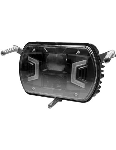 Phare de tracteur carré à LED H4 12V/24V homologué pour feux de route, feux de croisement et feux de position pour New Holland